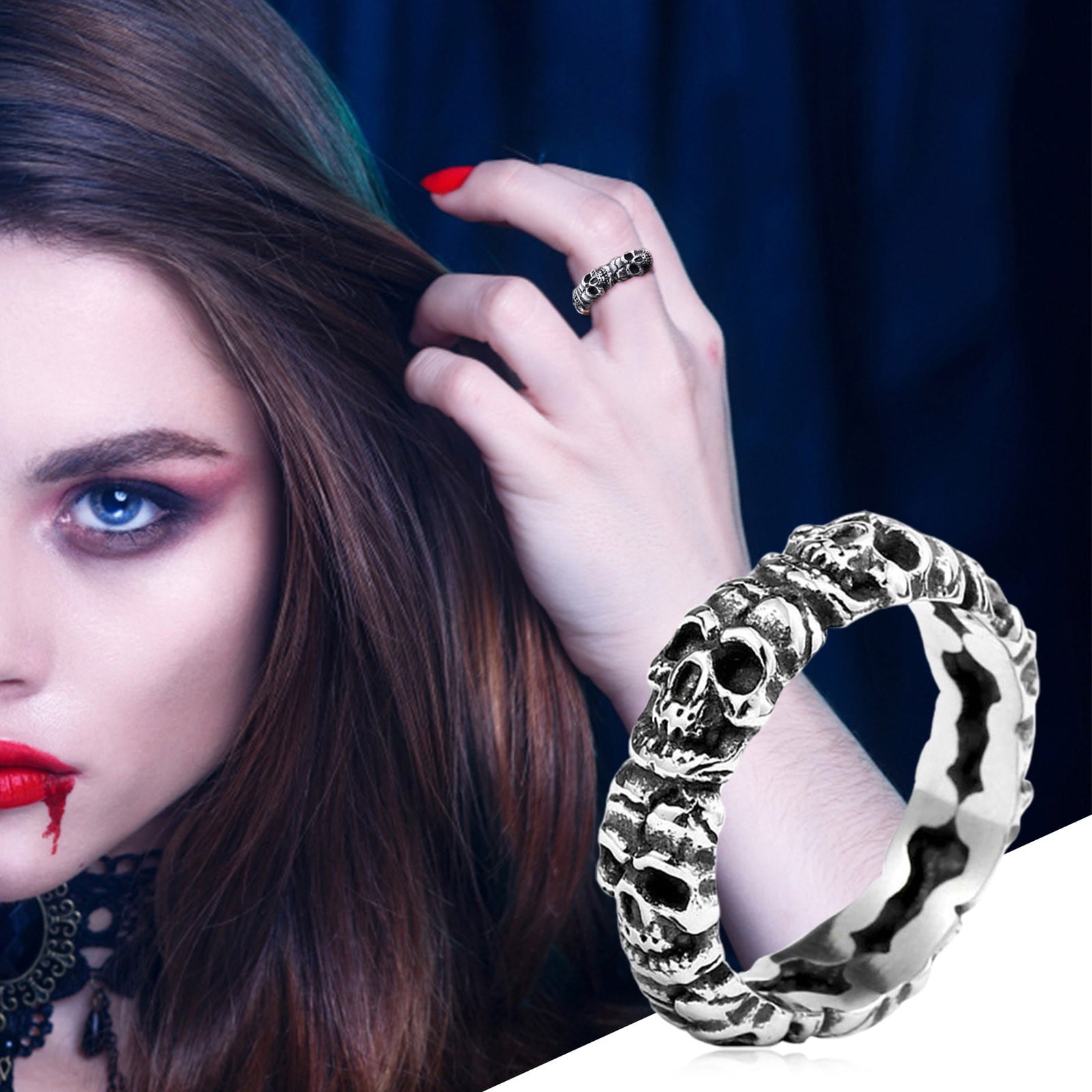 AYA Halloween Skeleton Round Shape Ring Wheel Ring Elegant Skeleton