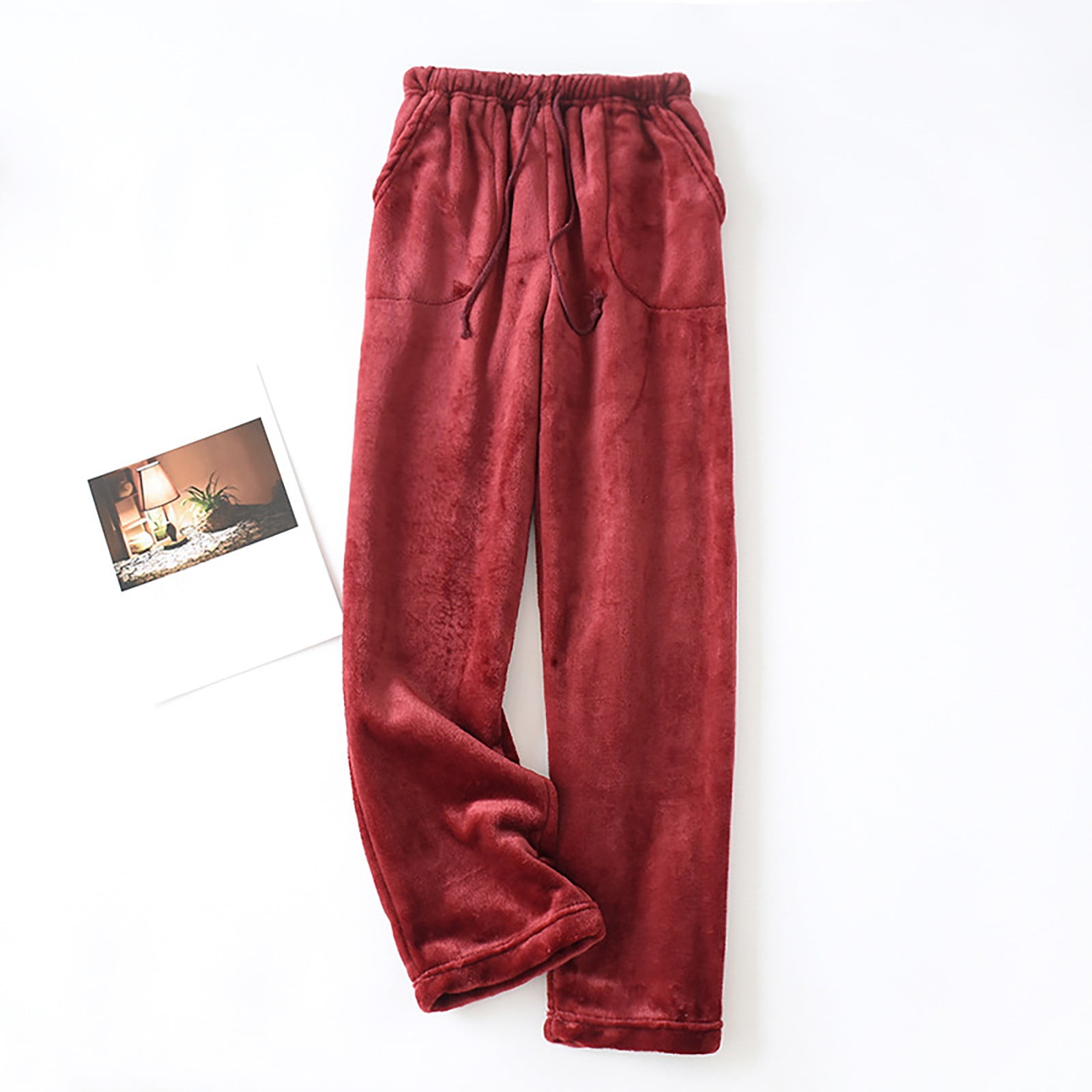 AYA Pajama Pants Men'S Autumn And Winter Warm Flannel Wide Mouth