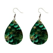 AYA Water Drop Green Flower Saint Patrick Earrings (1 Pair) Birthday Gift Earring Accessories