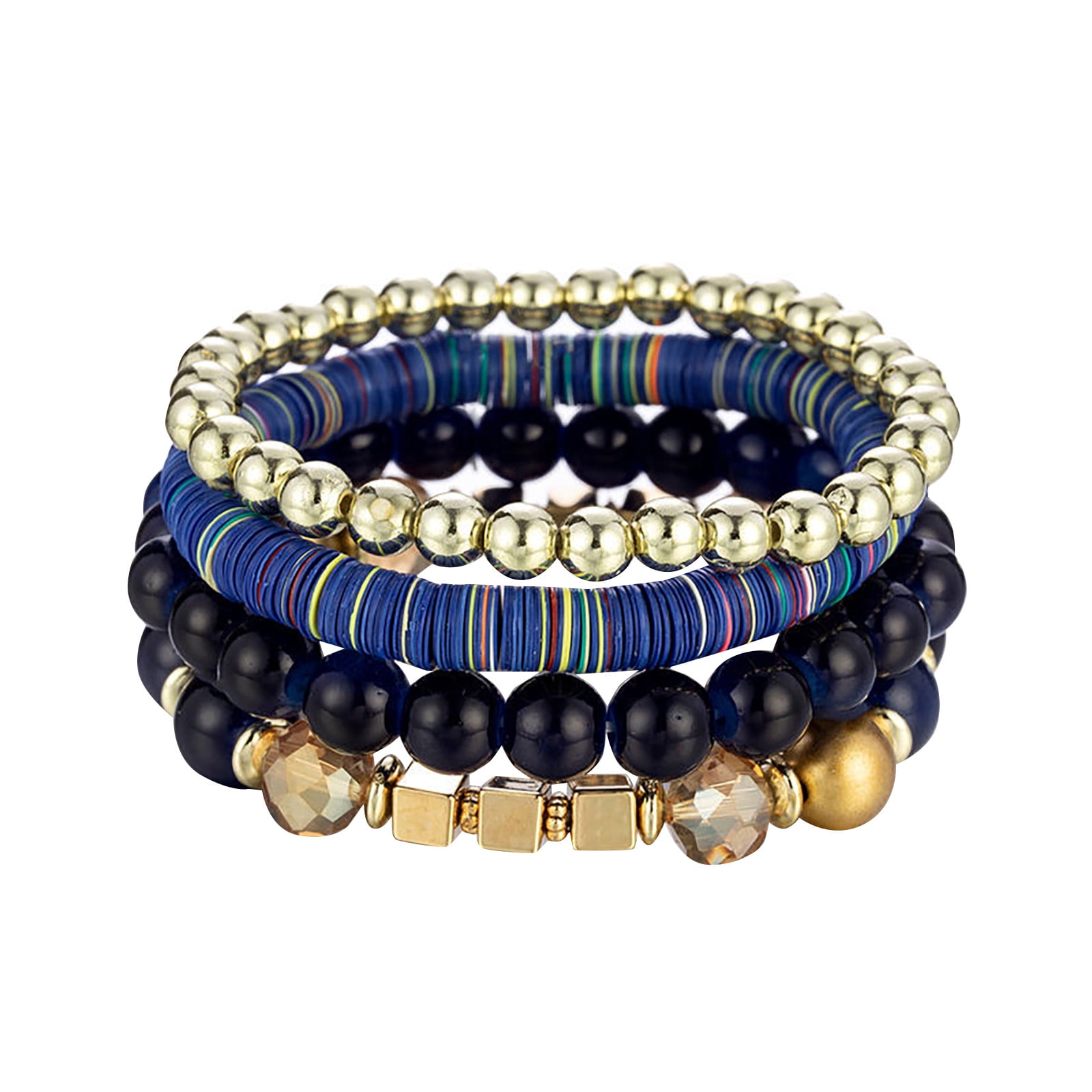 AYA Women Stackable Bead Bracelets Stretch Multilayer Bracelet Set