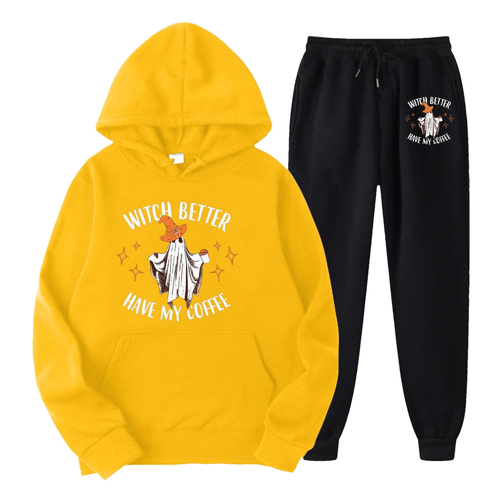 AYA Womens Print Hoodie Sweatshirt And Long Sweatpants Jogger Set