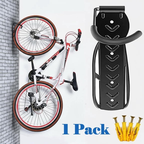 AYAMAYA 1 Pack Bike Rack for Garage Wall Mount, Vertical  Bike Storage Bicycle Hanging Hooks with Screws - Holds up to 67 lb, Black