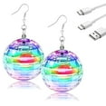 thumbnail image 1 of AYAMAYA 1 Pair Disco Ball Earrings, Rechargeable 16 Colors Light up LED Earrings for Women Disco Party Dance Party Halloween Costume Accessories, 1 of 7