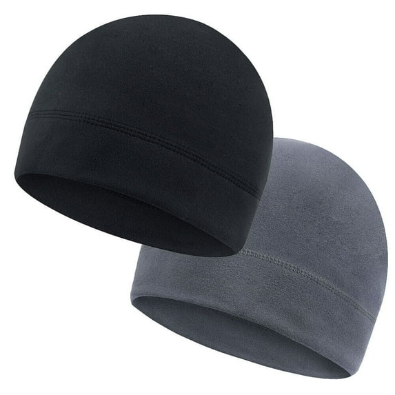 AYAMAYA 2 Pack Warm Beanie Skull Cap for Men/Women Fleece Military Tactical Slouchy Watch Army Winter Hat (Black+Gray)