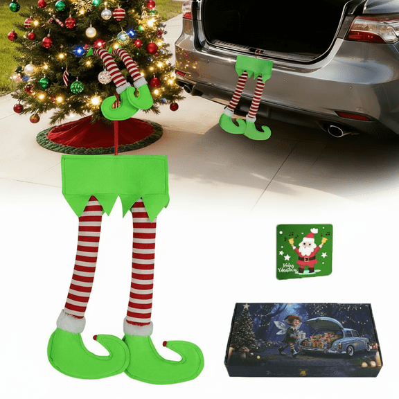 AYAMAYA 23" Christmas Elf Legs, Xmas Striped Red Elf Leg Ornament for Car Vehicle Fireplace Christmas Tree, Elf Boots Sticking Out of Trunk