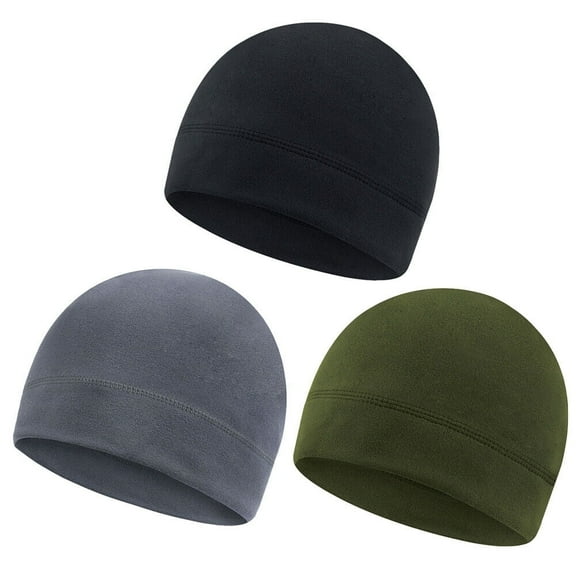 AYAMAYA 3 Pack Warm Beanie Skull Cap for Men/Women Fleece Military Tactical Slouchy Watch Army Winter Hat (Black Gray Army Green)