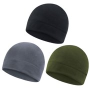 AYAMAYA 3 Pack Warm Beanie Skull Cap for Men/Women Fleece Military Tactical Slouchy Watch Army Winter Hat Black+Gray+Army Green