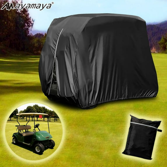 AYAMAYA 4 Passenger Golf Cart Covers, Heavy Duty 420D Waterproof UV Resistant Dustproof Golf Cart Cover Fits EZGO, Club Car, Yamaha (Black)