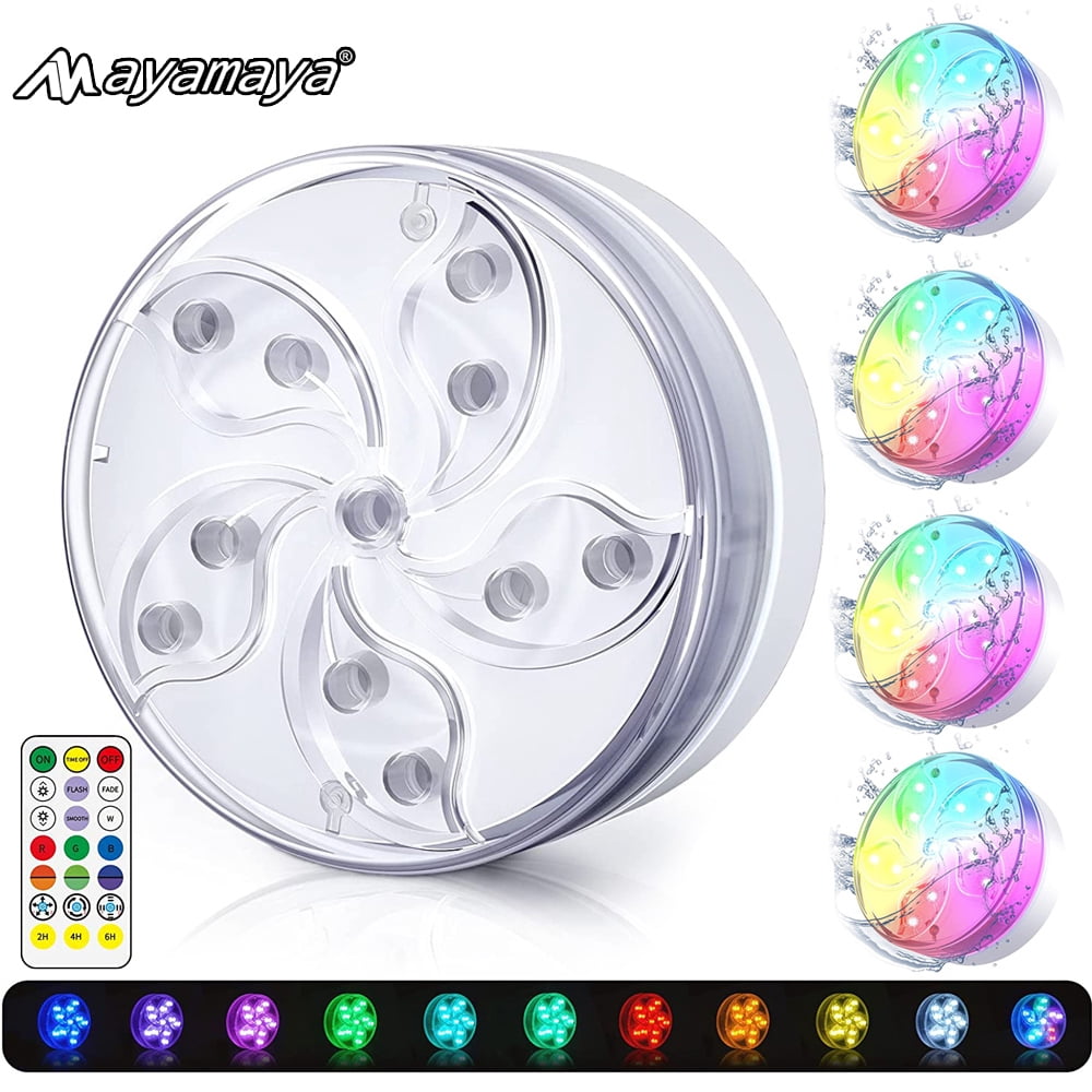 AYAMAYA 4Pcs Submersible LED Lights 11 LED Inground Pool Pond ...