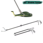 AYAMAYA 52inch Snake Tong, Heavy Duty Foldable Stainless Steel Snake Catcher Tools Reptile Grabber with Jaw Lock Design, Silver