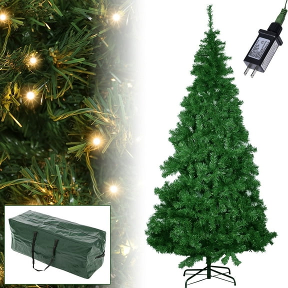 AYAMAYA 6.5ft Pre-Lit Artificial Holiday Christmas Spruce Tree with Lights - Premium Hinged Tree for Home, Office, Party Decoration - Metal Hinges & Foldable Base & Storage Bag