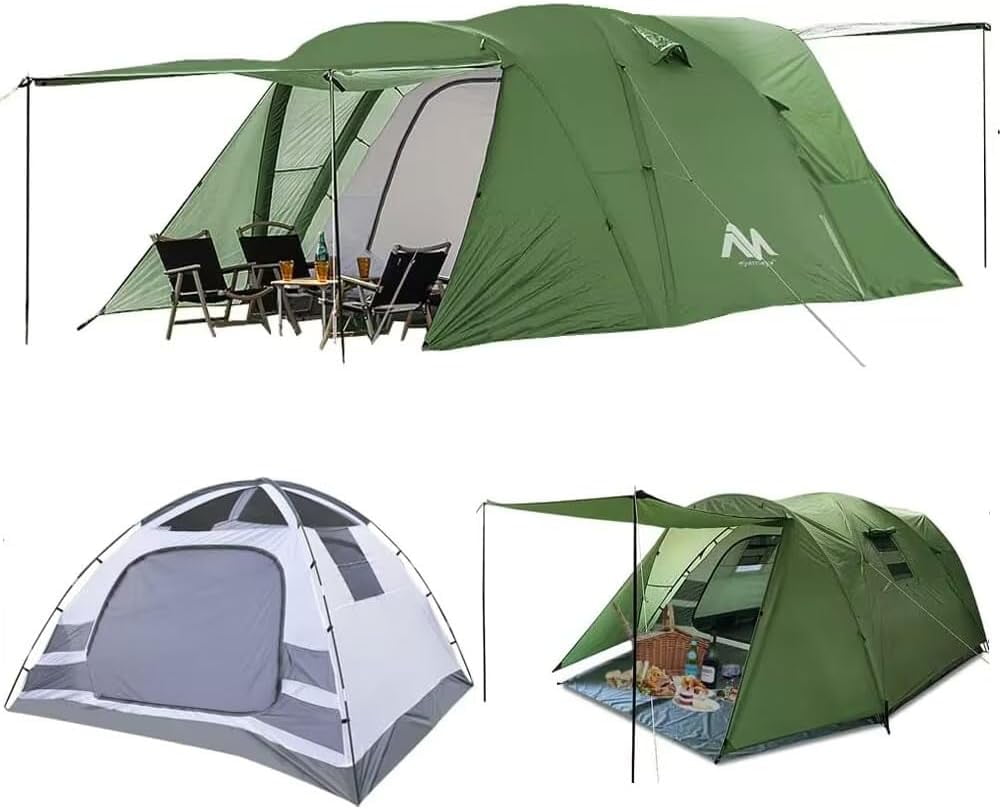 Ayamaya Green 8-Person Cabin Tent with Vestibules