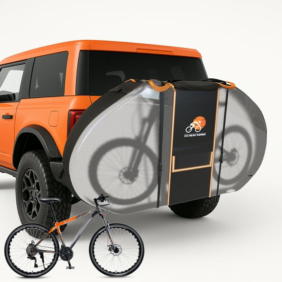 AYAMAYA Bike Cover for Transport on Rack, 600D Oxford Waterproof Bike Rack Outdoor Storage Covers for 1 Bike on Rear Bike Rack for Mountain Road Electric City Bike