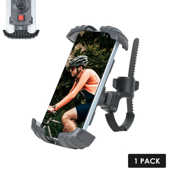AYAMAYA Bike Phone Holder, Adjustable Bicycle Phone Mount with Spongy Corner & Security Lock Compatible with 4.7''-7'' Phone (1 Pack)