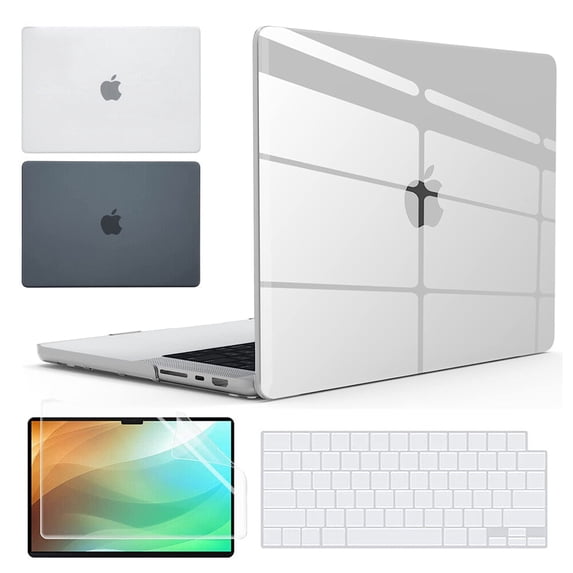 AYAMAYA Case for MacBook Pro 14 inch 2023-2021 M3 A2918 A2992 A2779 A2442 M2 M1 Chip with Touch ID, Slim Protective Hard Shell + HD Screen Protector with Keyboard Cover, Clear