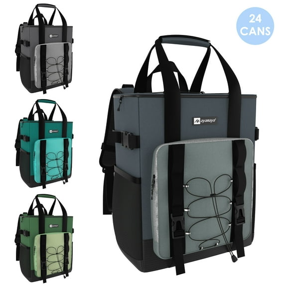 AYAMAYA Cooler Backpack, 24 Cans Insulated Waterproof Backpack Cooler Bag with Multiple Pockets for Beach Travel Camping (Gray)