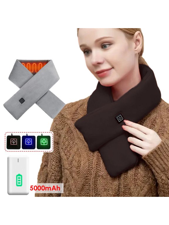 Electric Heated Scarf Heating Pad Neck Warmer Heater Wrap with Power Bank Winter
