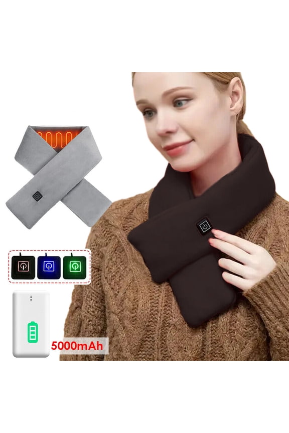 Electric Heated Scarf Heating Pad Neck Warmer Heater Wrap with Power Bank Winter