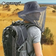 AYAMAYA Fishing Hat with Neck Face Cover, Sun Hat with Mesh , Anti Mosquito Gnats Net Hat for Hiking, Backpacking,Camping(Gray)