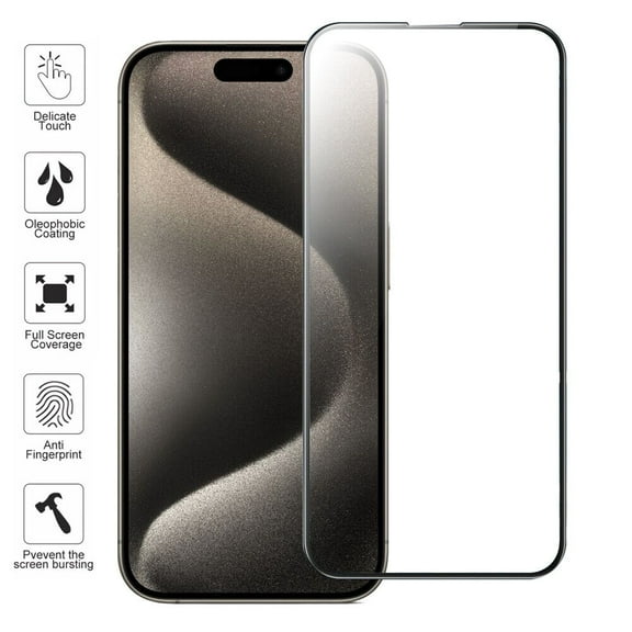 AYAMAYA For iPhone 15 Plus Tempered Glass Screen Protector Full Coverage Edge-to-Edge Protection Anti-Scratch Bubble Free LCD Film Guard Shield