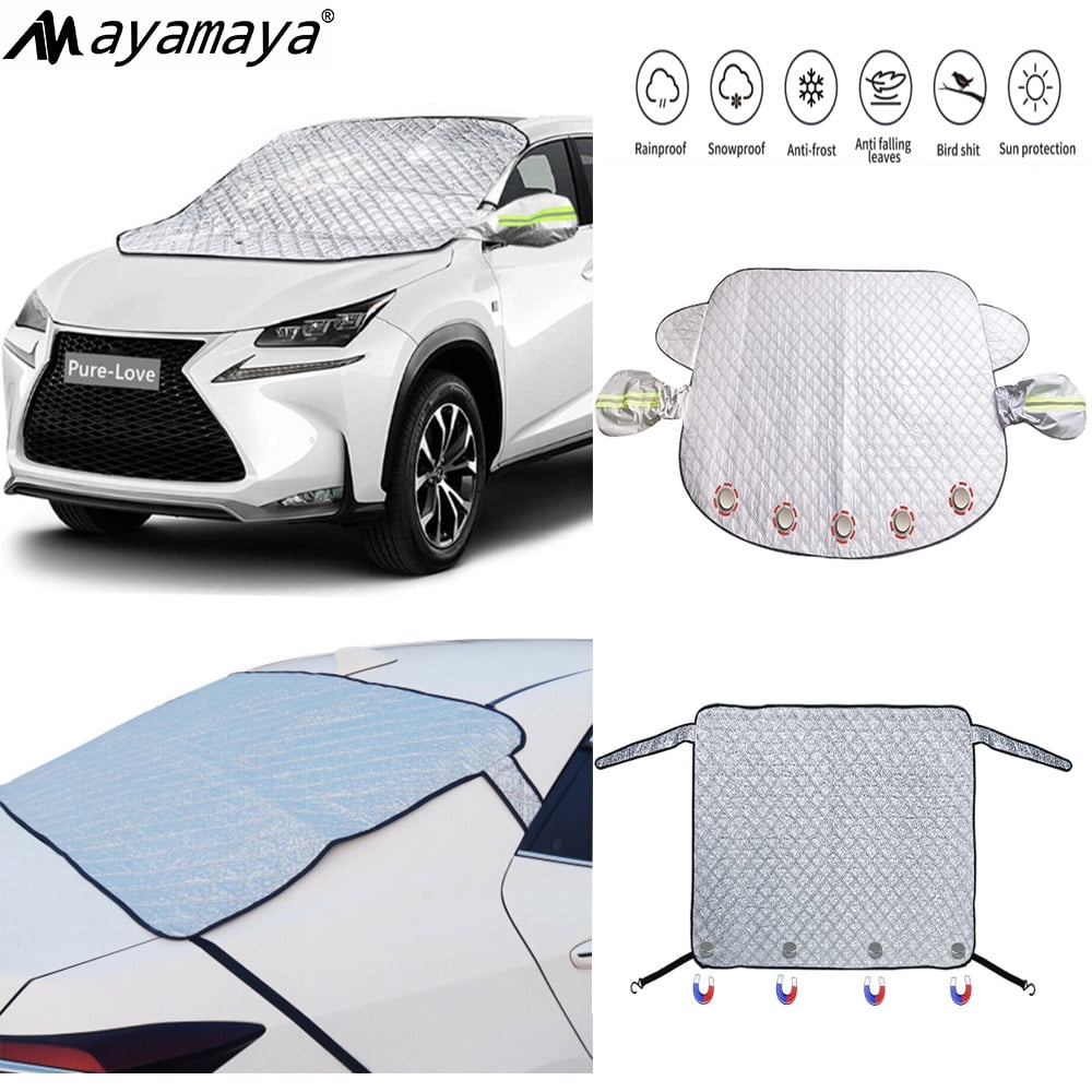 AYAMAYA Front + Rear Car Windshield Snow Covers Anti Ice Frost