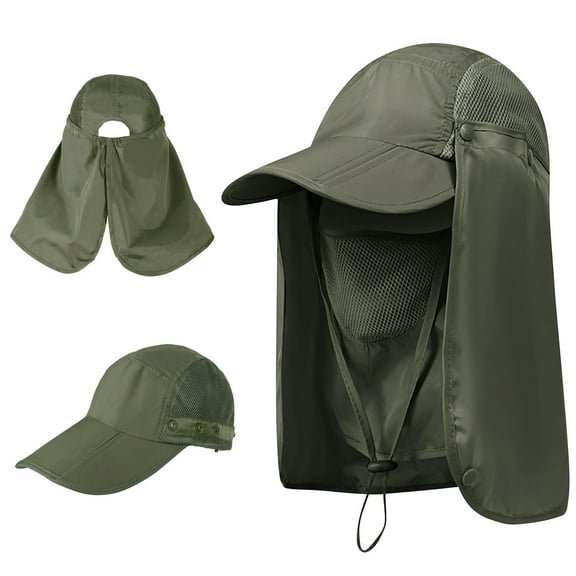 AYAMAYA Gardening Hats, UPF 50+ Packable Sun Hat with Removable Sun Face Shield & Neck Flap Cover for Hiking Fishing (Green)