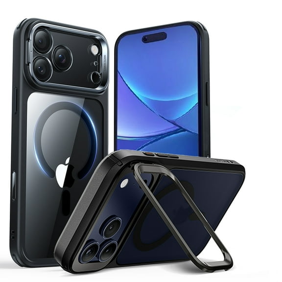 AYAMAYA Magnetic Stand Case for iPhone 17 Pro Max [Compatible with MagSafe] [Military Drop Protection] Slim Translucent Matte Case for iPhone 17 Pro Max, Black