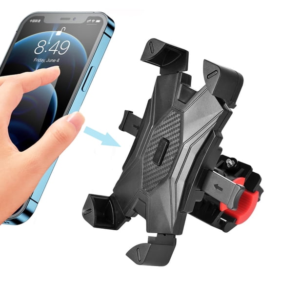 AYAMAYA Motorcycle Phone Mount, 360 Rotation & Anti-Theft Handlebar Cellphone Holder with One-Click Lock Fit for 4"-7.2" Phones