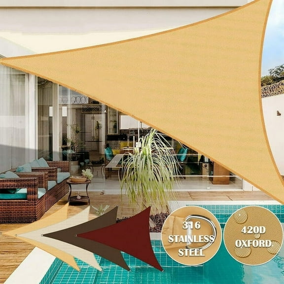 AYAMAYA Outdoor Triangle Waterproof Shade Sail Yard Patio Pool Sun Canopy Shelter Cover