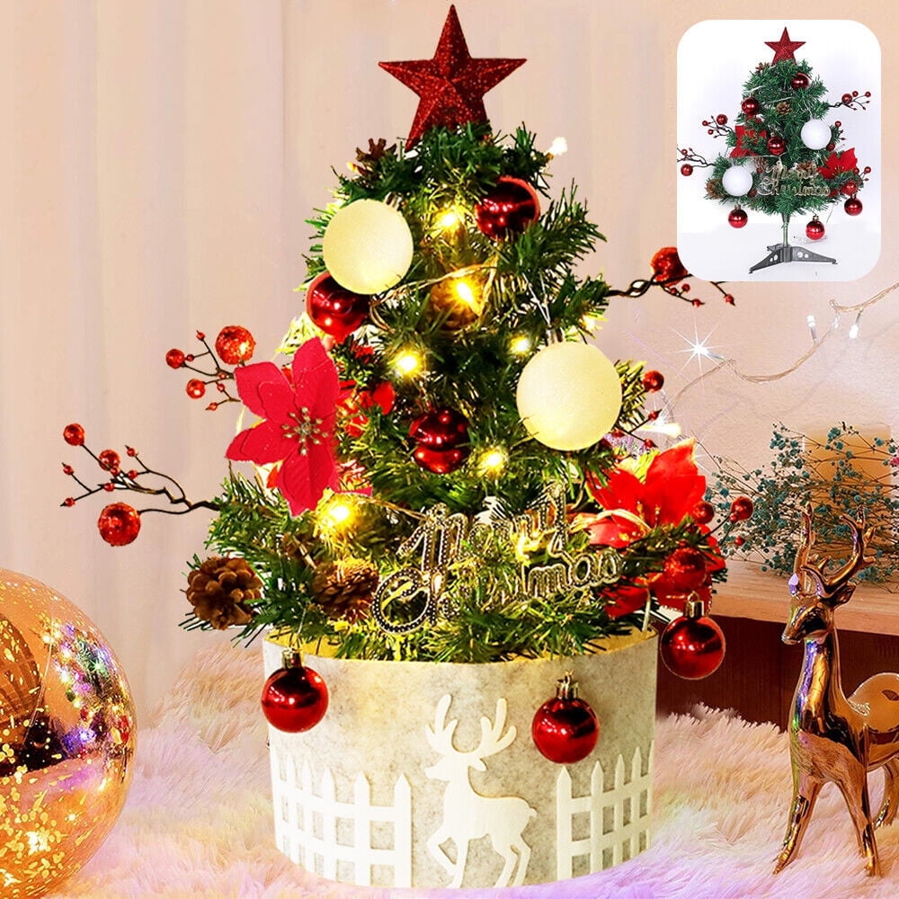 AYAMAYA Small Christmas Tree with Lights, 2ft Artificial Mini Christmas ...