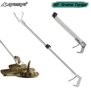 AYAMAYA 52" Foldable Snake Tongs, Heavy Duty Stainless Steel Snake Reptile Sticks with Spring & Serrated Jaw, Self Lock Design-Professional Catcher Tools for Moving Rattle Snakes.