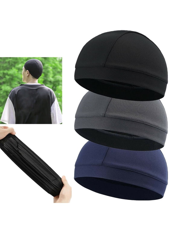 Sport Beanie Skull Cap Helmet Liner Quick Dry Sweat Wicking Dome Hat Head Wrap