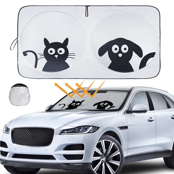 AYAMAYA Universal Car Windshield Sunshade, Foldable Sun Protection Front Windshield Sun Visor Protector Blocks UV Rays Keep Your Vehicle Cool
