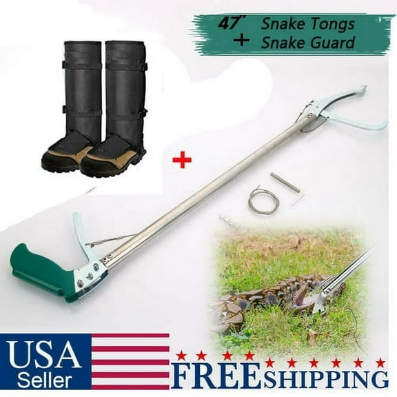 AYAMAYA Upgraded 47 inch Snake Catcher+Snake Guards, Collapsible Extra Reptile Grabber Tongs Stick Rattlesnake Handling Tool