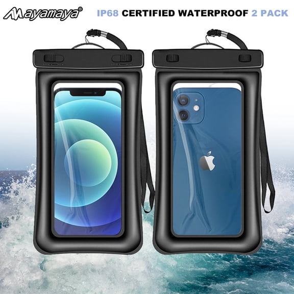 AYAMAYA Waterproof Phone Pouch, IP68 Waterproof Floating Case Dry Bag Outdoor Sports for iPhone Samsung up to 7" (2 Pack)