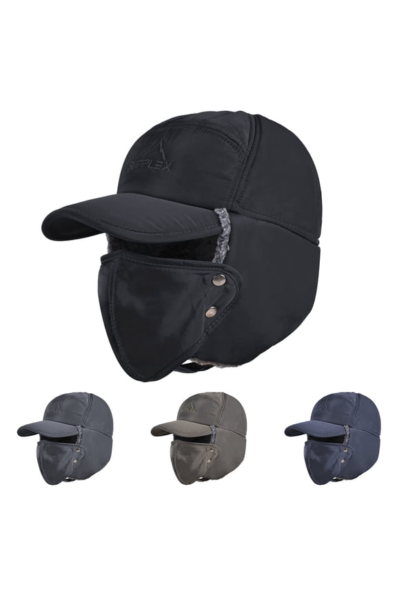 Winter Hat for Men Women, Hunting Hat with Earflaps & Detachable Face Mask for Skiing Snowboarding Hiking Trapping