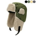 thumbnail image 1 of AYAMAYA Winter Hats for Men Women, Windproof Trapper Ushanka Hat with Ear Flaps, Russian Pilot Aviator Cap for Outdoor Warm, Green, 1 of 8
