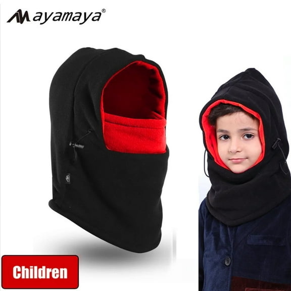 AYAMAYA Winter Kids Balaclava Face Neck Warmer, Full Cover Windproof Fleece Ski Mask for Boys Girls Outdoors Cycling, Red