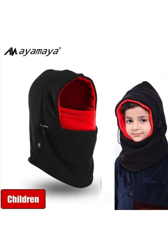 Winter Kids Balaclava Face Neck Warmer, Full Cover Windproof Fleece Ski Mask for Boys Girls Outdoors Cycling, Red