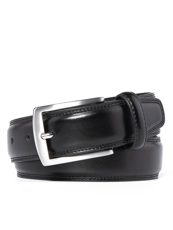 Men's 1.25-inch Leather Dress Belt for Office and Formal Wear