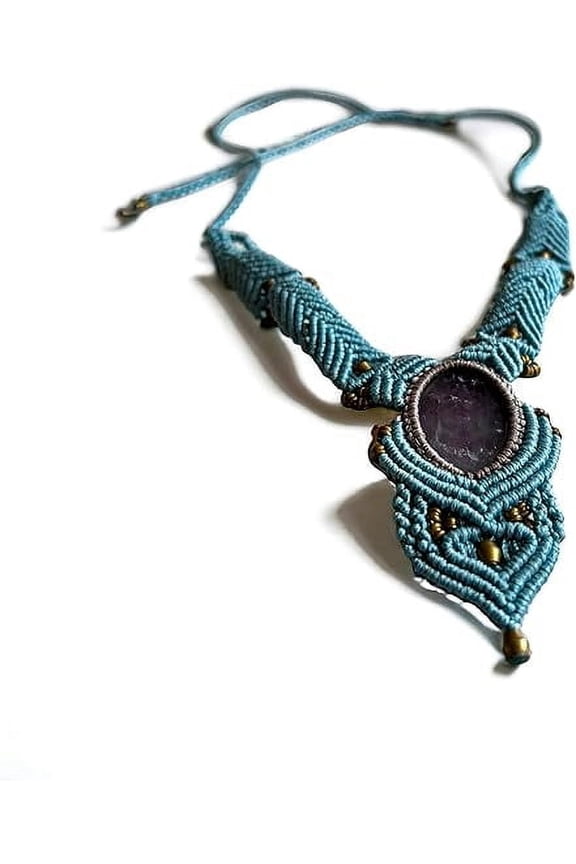 AYANA Amethyst Handmade Macrame Necklace for Women | Adjustable Healing Crystal Pendant | Eco-Friendly, Handcrafted Macram Jewelry with Ethically Sourced Amethyst Gemstones | Women's Ethnic Jewelry