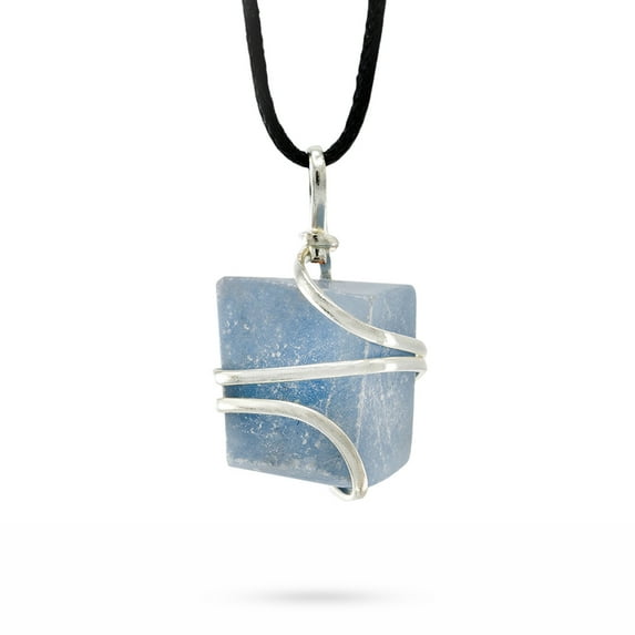 AYANA Angelite Healing Crystal Pendant Necklace for Women - Stone of Truth & Self Expression - Handmade with Ethically Sourced Raw Natural Pure Gemstone - Crystal Gifts for Women