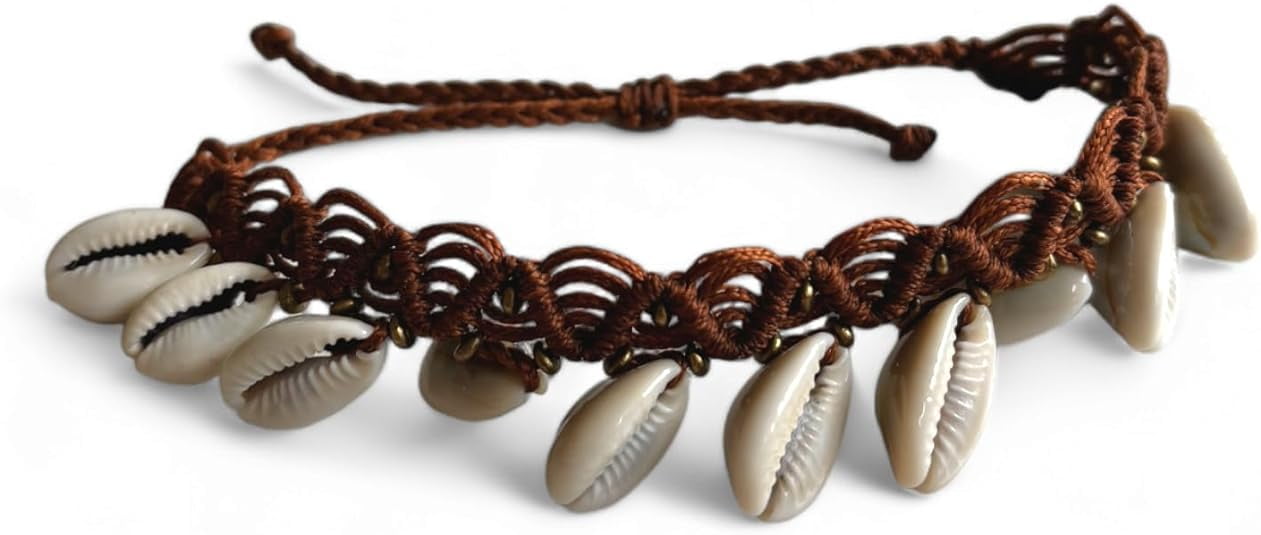 AYANA Cowrie Shell Handmade Macrame Anklet for Women | Adjustable Bohemian Beach Jewelry | Eco-Friendly, Handcrafted Macramé with Ethically Sourced Cowry Shells | Women's Ethnic Anklet