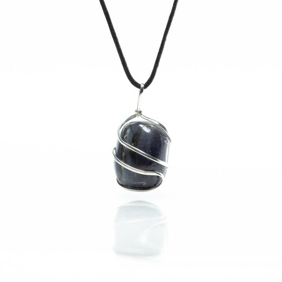 AYANA Iolite Tumbled Pendant Necklace - Stone of Inner Treasure and Vision