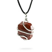 AYANA Natural Red Jasper Faceted Tumbled Wrapped Healing Crystal Pendant Necklace for Women | Self-confidence, Emotional Protection | Root Chakra | Handmade with Ethically Sourced Pure Gemstones