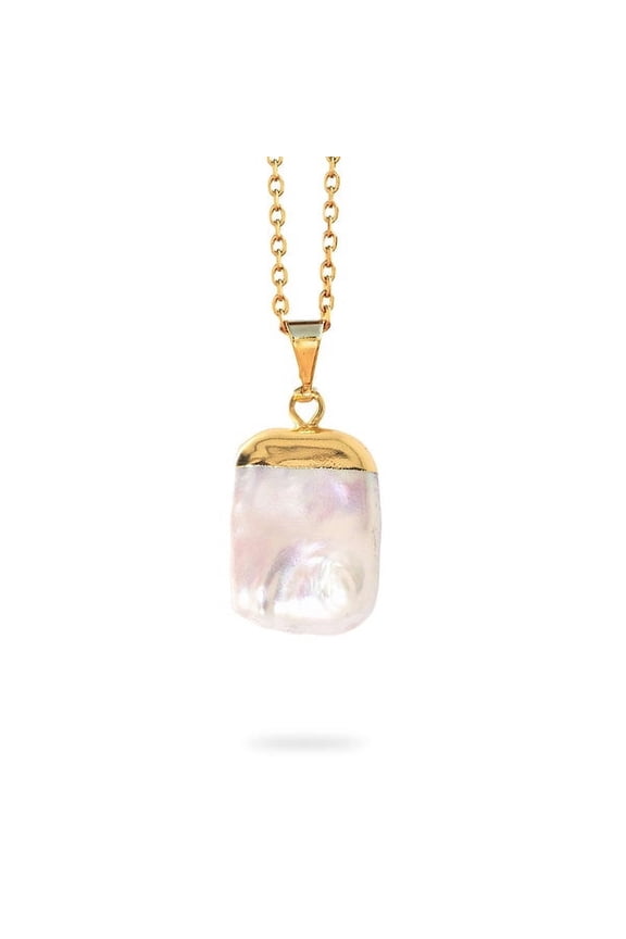 AYANA Pearl Pendant - Gold Plated Healing Crystal - Stone of Balance, Inner Wisdom & Sincerity - Gemstone Jewelry - With a Premium Carrying Pouch - Crystal Gifts for Women