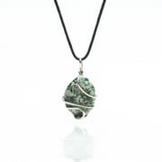 AYANA Tree Agate Faceted Tumbled Wrapped Healing Crystal Pendant Necklace