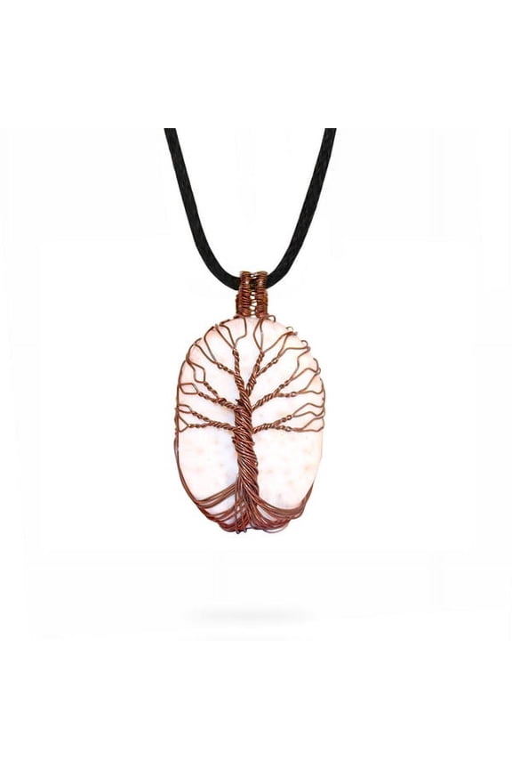 AYANA White Scolecite Healing Crystal Pendant Necklace for Women | Tree of Life | Real Crystal Jewelry for Spiritual Transformation & Peace