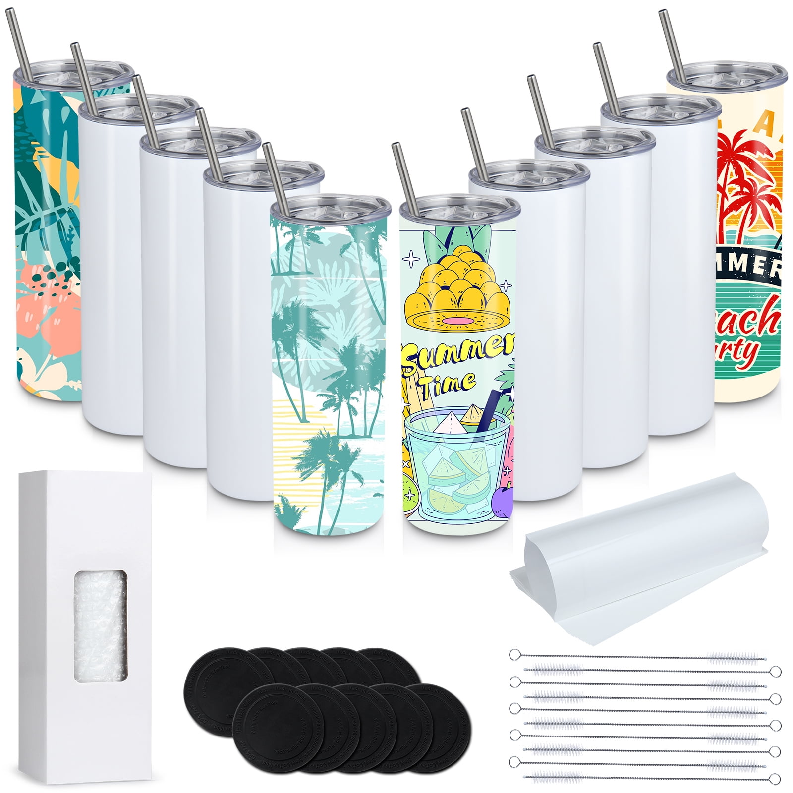 AYAOQIANG 10 Pack Sublimation Tumblers set 20 Oz Stainless Steel Double