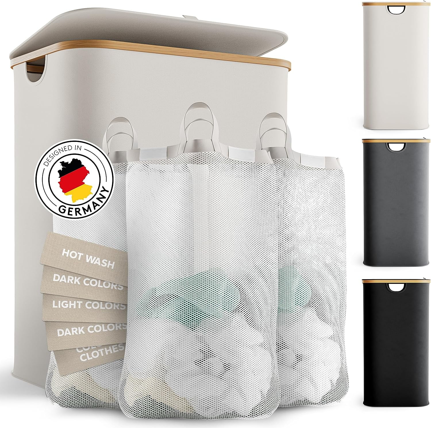 AYAOQIANG 160L Laundry Hamper with Lid,Collapsible Laundry Baskets with 3 Removable Liners